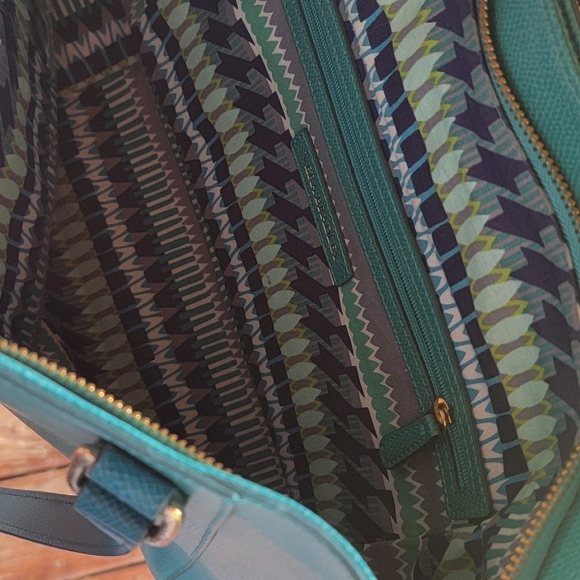 Vera Bradley Small Ella Teal Tote Bag - Picture 6 of 16